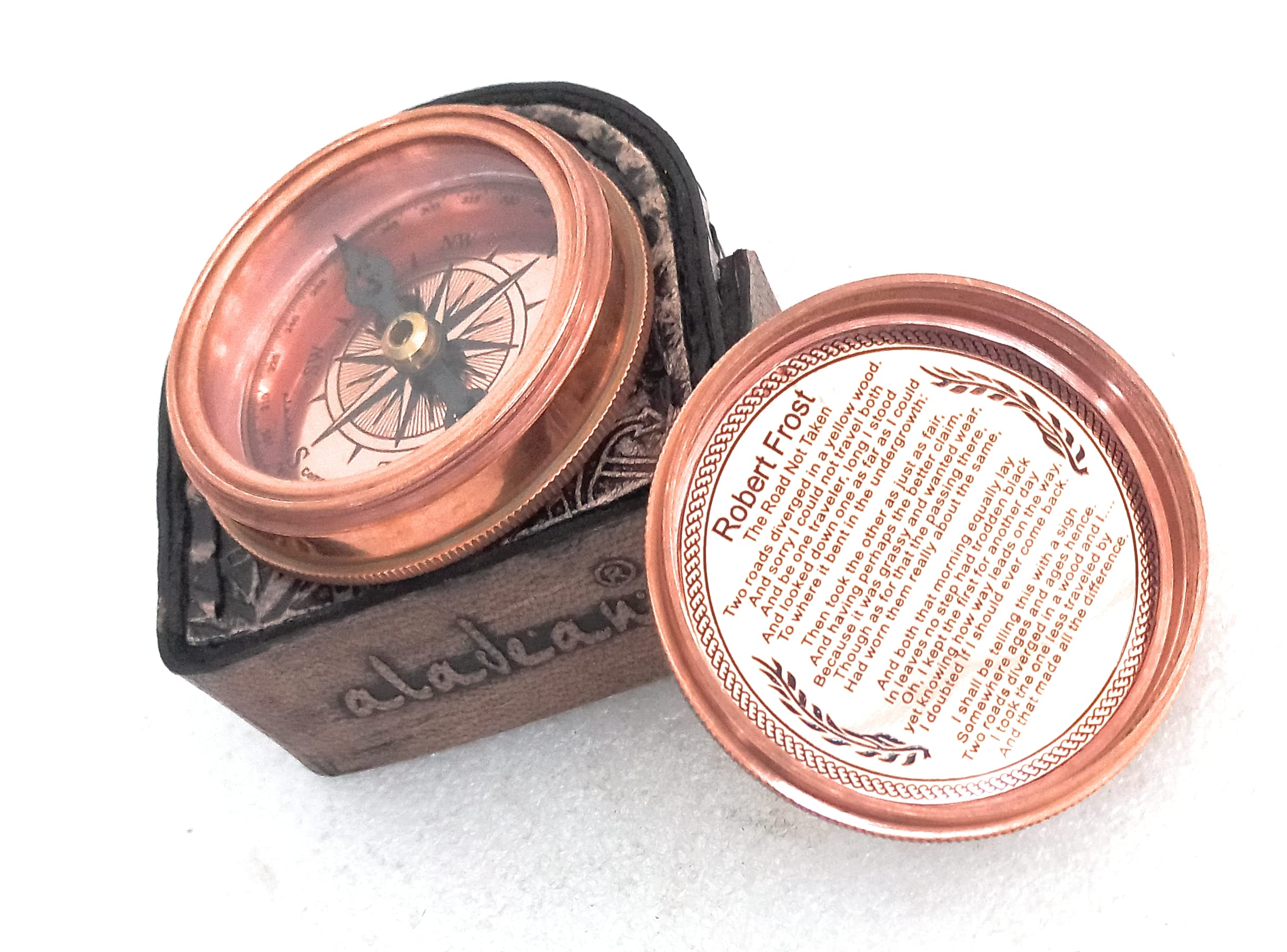 Copper Finish Compass, Leather Case view 3