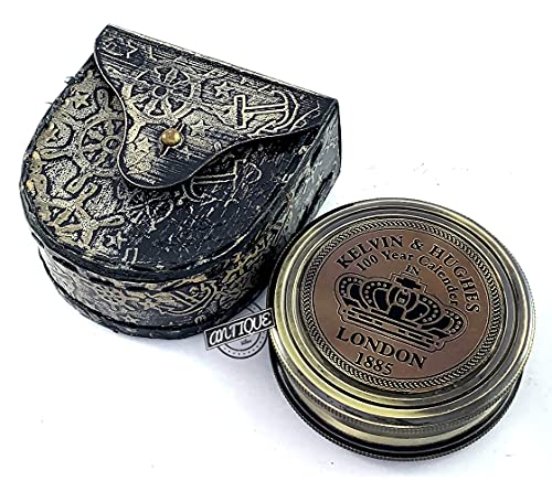 Black Antique Finish Compass, Leather Case view 4