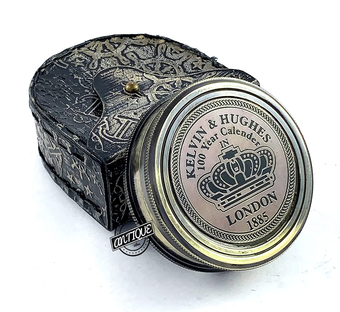 Black Antique Finish Compass, Leather Case view 5