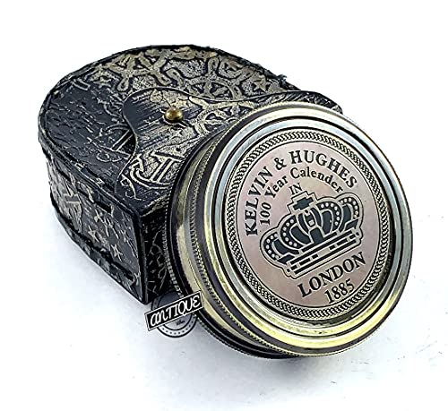 Black Antique Finish Compass, Leather Case view 6