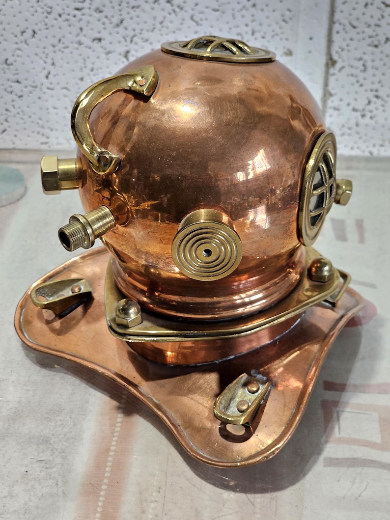 Copper Plated Brass Diving Helmet Miniature without Stand view 8