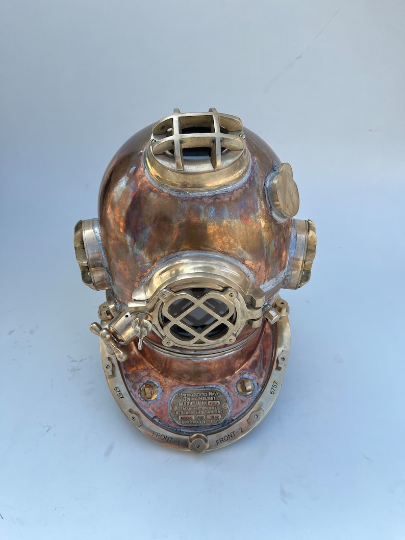 Copper Brass Diving Helmet with Antique Copper Patina Finish view 2