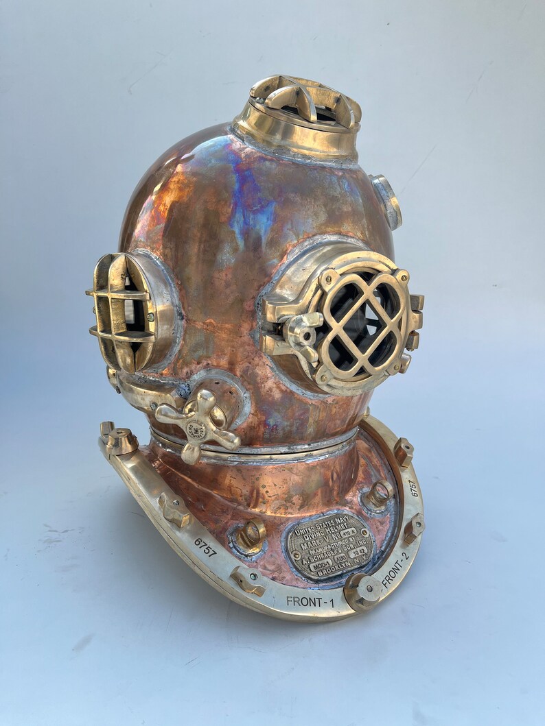 Copper Brass Diving Helmet with Antique Copper Patina Finish view 6