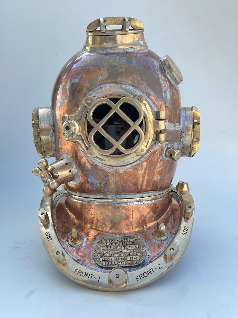 Copper Brass Diving Helmet with Antique Copper Patina Finish view 7