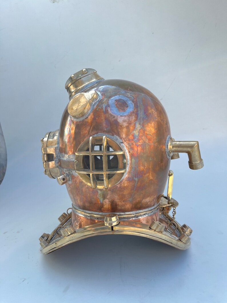 Copper Brass Diving Helmet with Antique Copper Patina Finish view 8