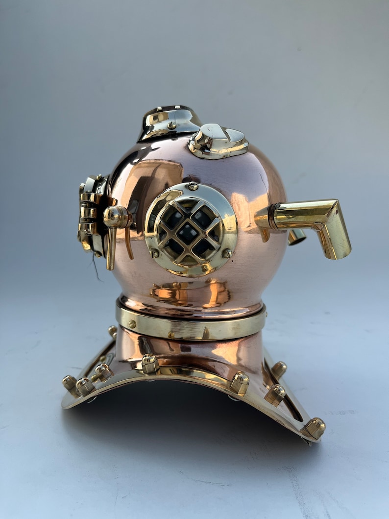 Polished Brass Diving Helmet Miniature with Chrome Nickel Accents view 4