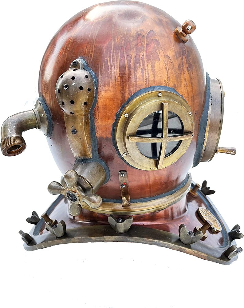 Copper Plated Brass Diving Helmet with Copper Brass Finish view 4