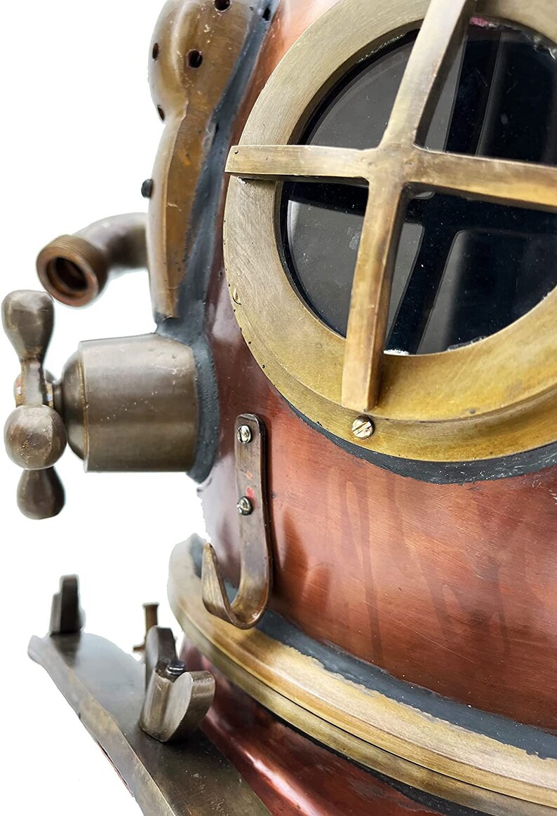 Copper Plated Brass Diving Helmet with Copper Brass Finish view 6