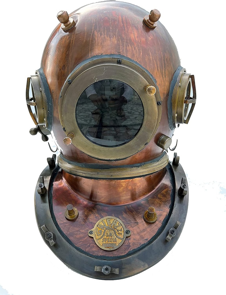Copper Plated Brass Diving Helmet with Copper Brass Finish view 11