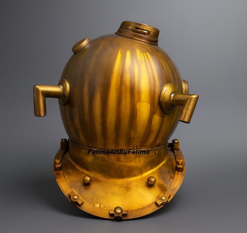Mark V Diving Helmet with Yellowish Antique Brass Finish view 2