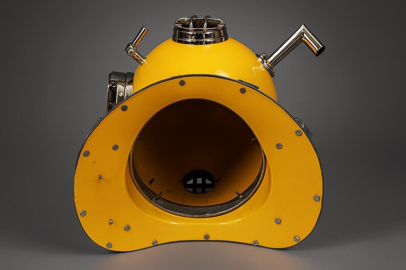 Mark V Diving Helmet with Yellow Finish and Chrome Nickel Highlights view 14