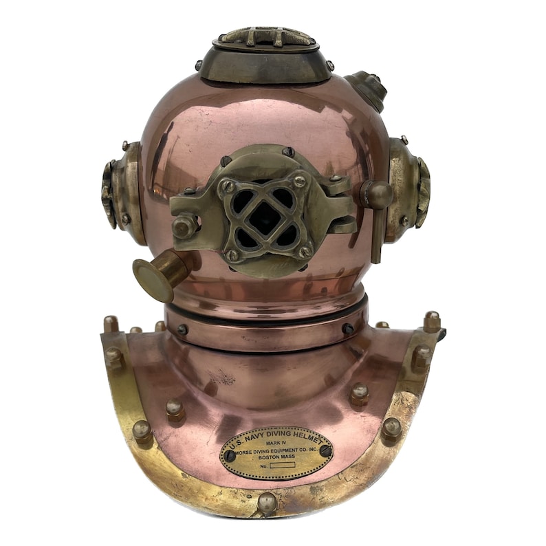 Antique Finish Brass Diving Helmet Miniature with Base view 5