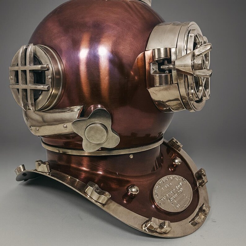 Mark V Diving Helmet with Copper Finish and Chrome Nickel Highlights view 2