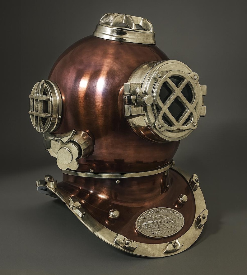 Mark V Diving Helmet with Copper Finish and Chrome Nickel Highlights view 3