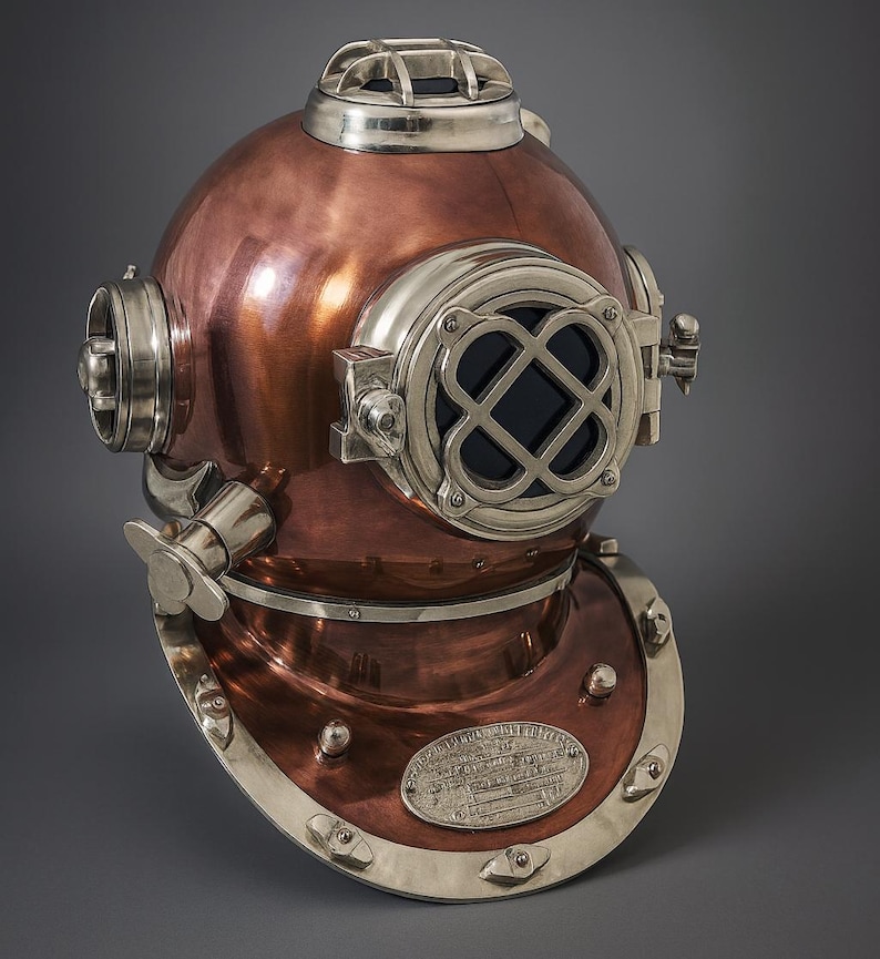 Mark V Diving Helmet with Copper Finish and Chrome Nickel Highlights view 9