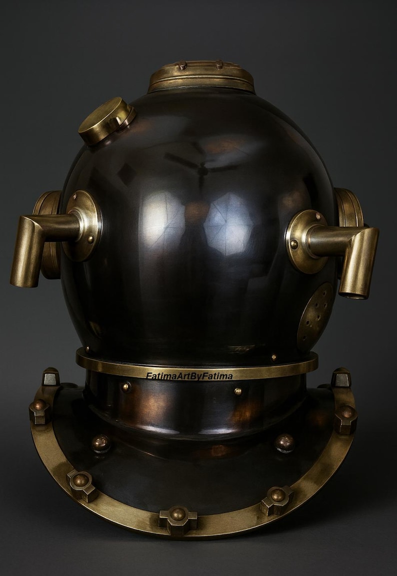 Mark V Diving Helmet with Black and Polished Brass Finish view 3