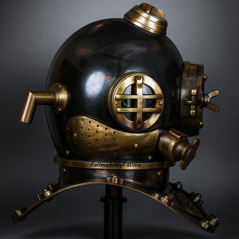 Mark V Diving Helmet with Black and Polished Brass Finish view 4