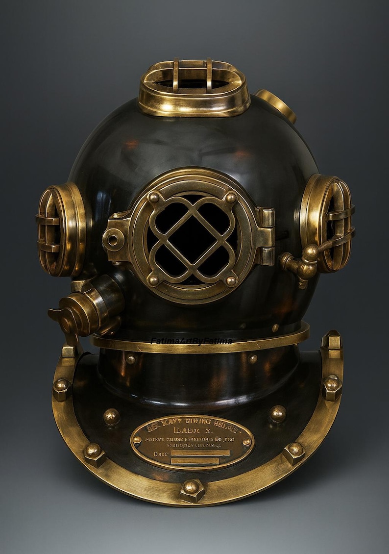 Mark V Diving Helmet with Black and Polished Brass Finish view 11