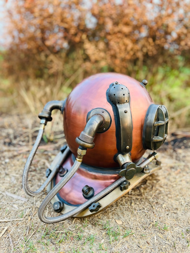 Copper Scuba Diving Helmet Replica with Copper Polished Finish view 7