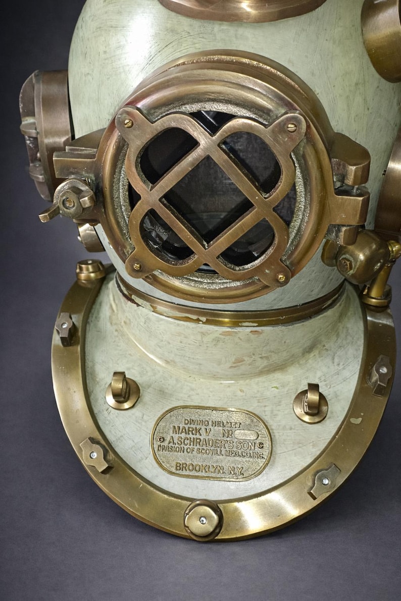 Mark V Deep Sea Diving Helmet with Cream Antique Finish view 4