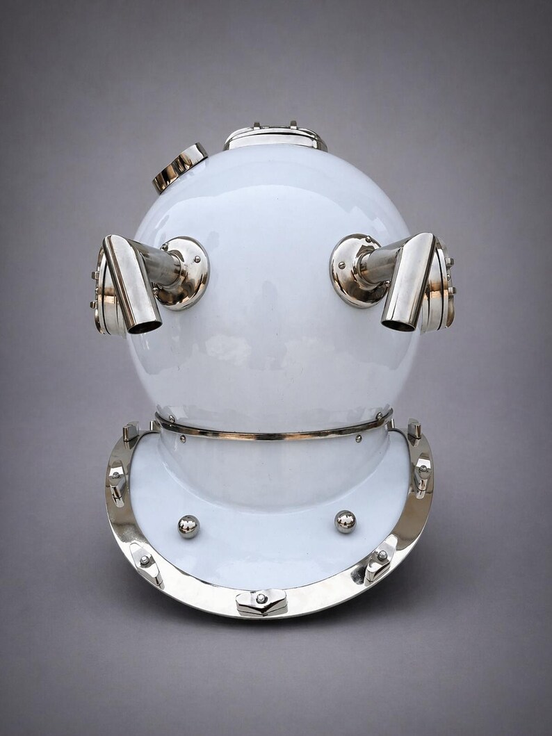 Mark V Diving Helmet with White Finish and Chrome Nickel Accents view 3