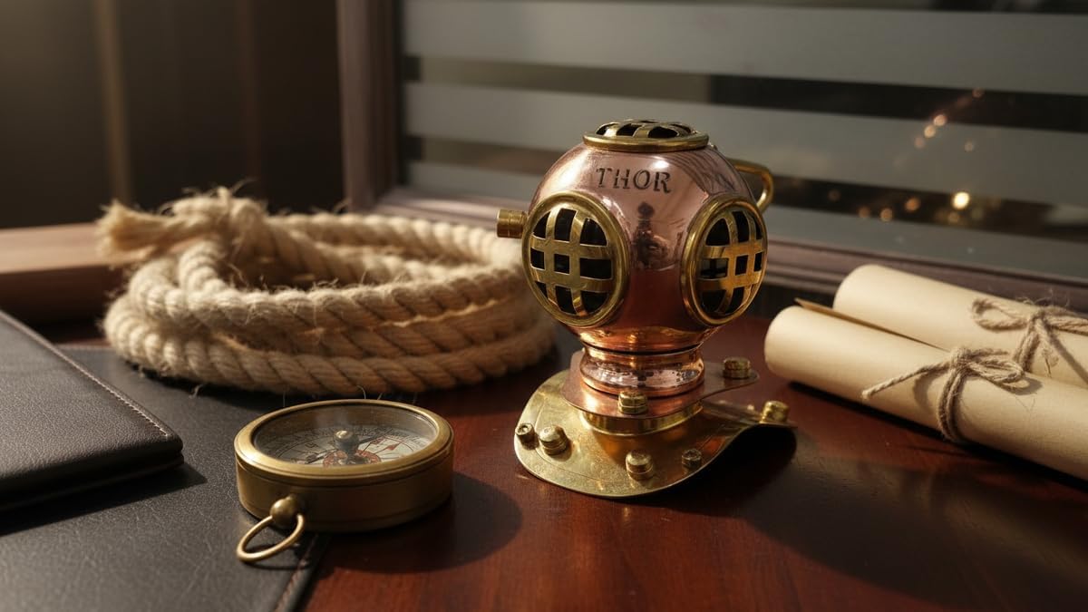 Decorative Miniature Diving Helmet with Polished Finish view 5