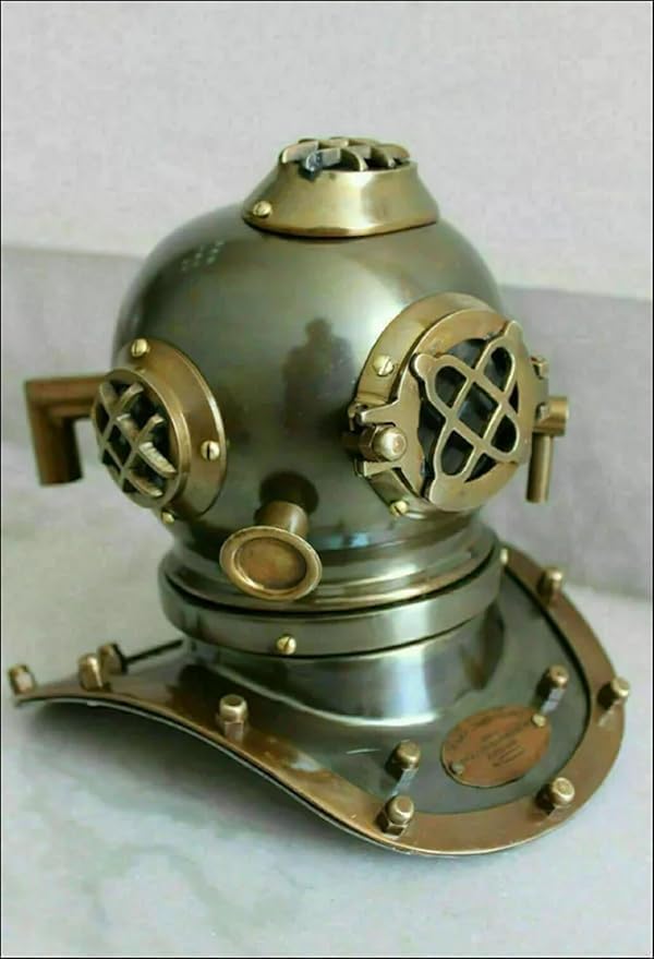 Miniature Diving Helmet with Dark Green Antique Finish view 3