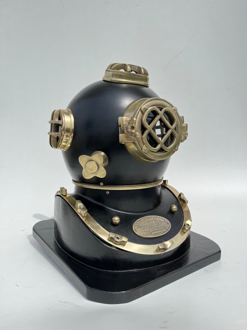 Mark V Diving Helmet with Black Finish and Black Base view 9