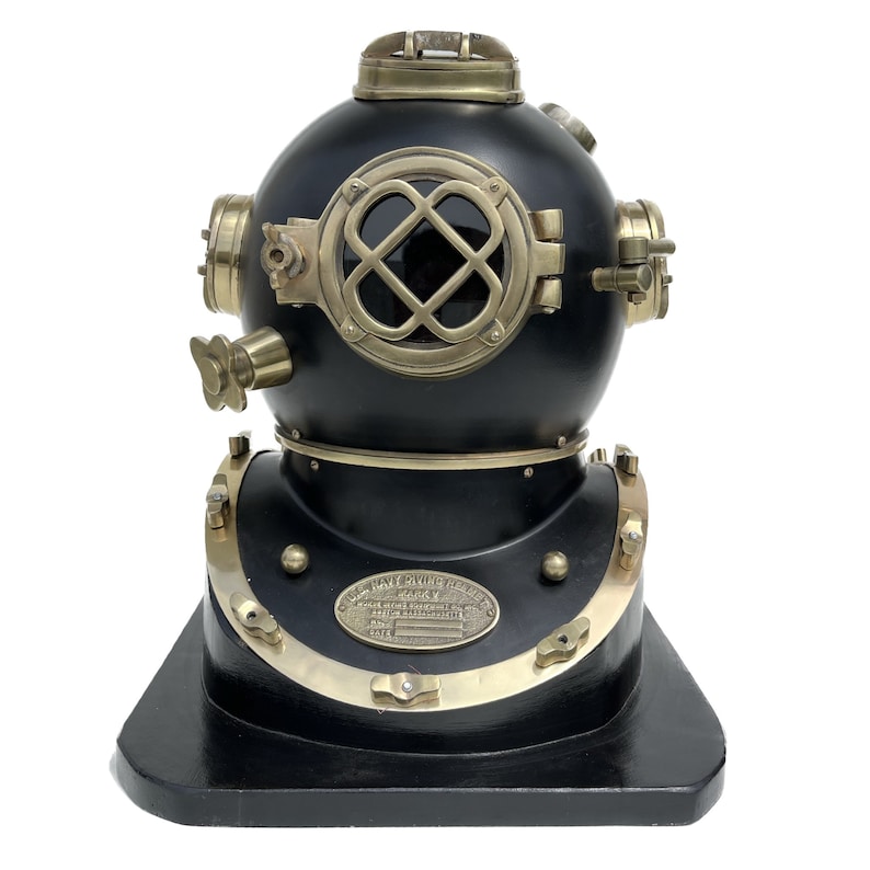 Mark V Diving Helmet with Black Finish and Black Base view 11