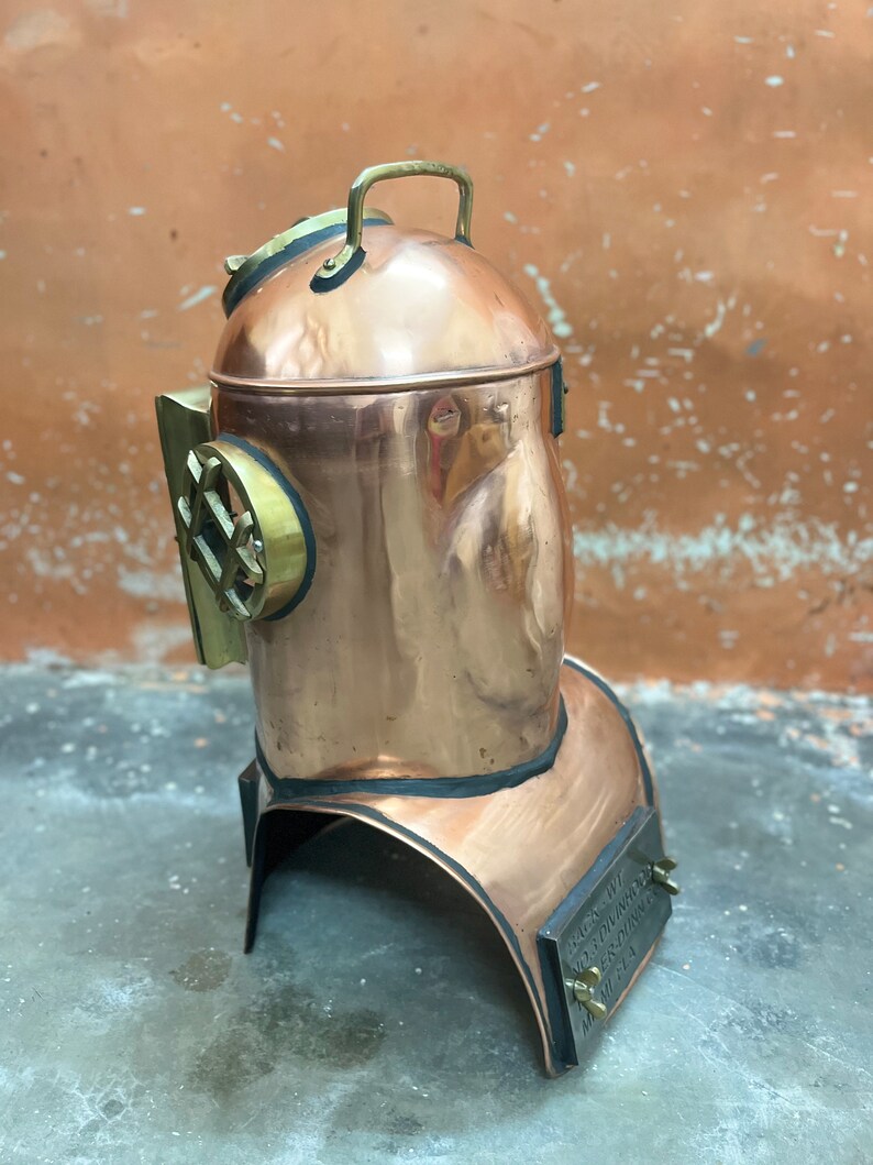 Life-Size Copper Diving Helmet Replica at 24 Inches view 4