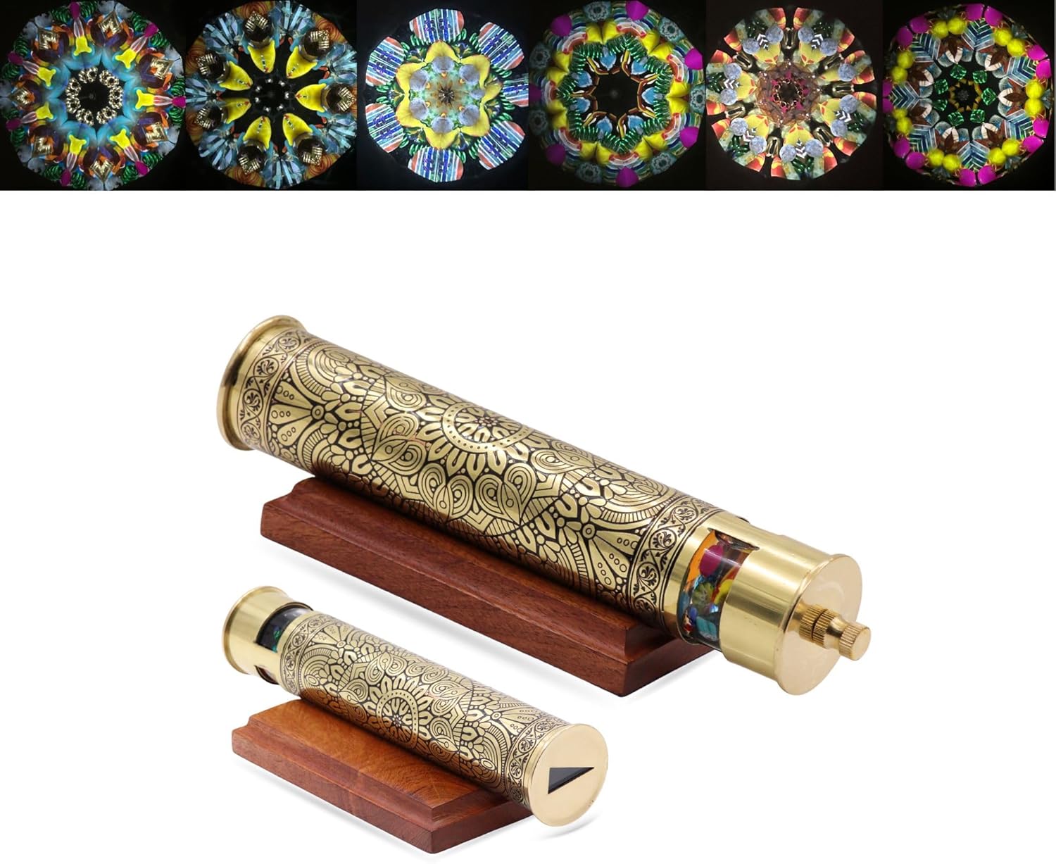 Brass Star Mandala Kaleidoscope with Oil-Filled Cells view 6