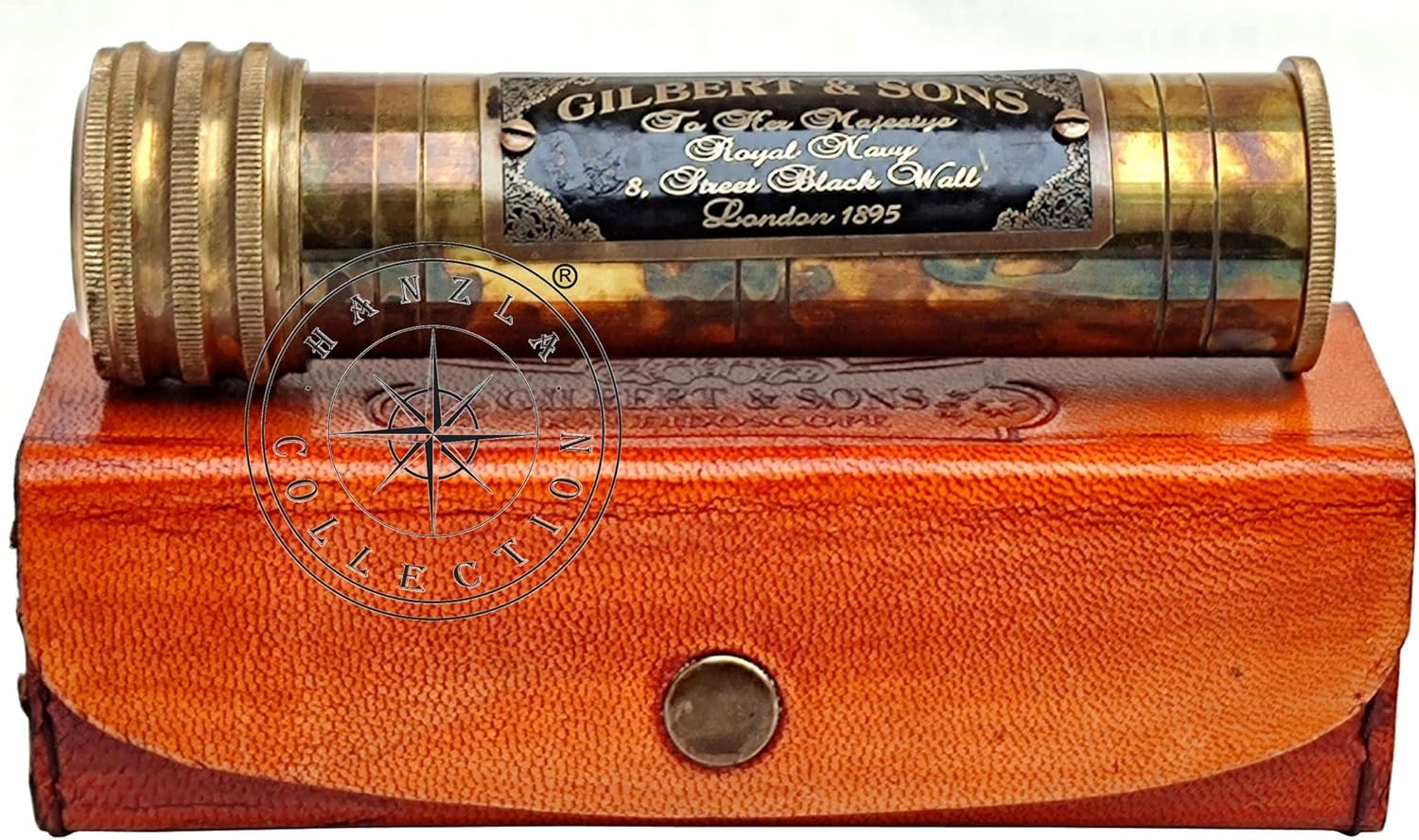 Antique Brass Kaleidoscope with Leather Case view 3