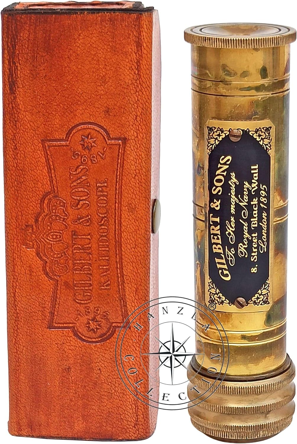 Antique Brass Kaleidoscope with Leather Case view 8