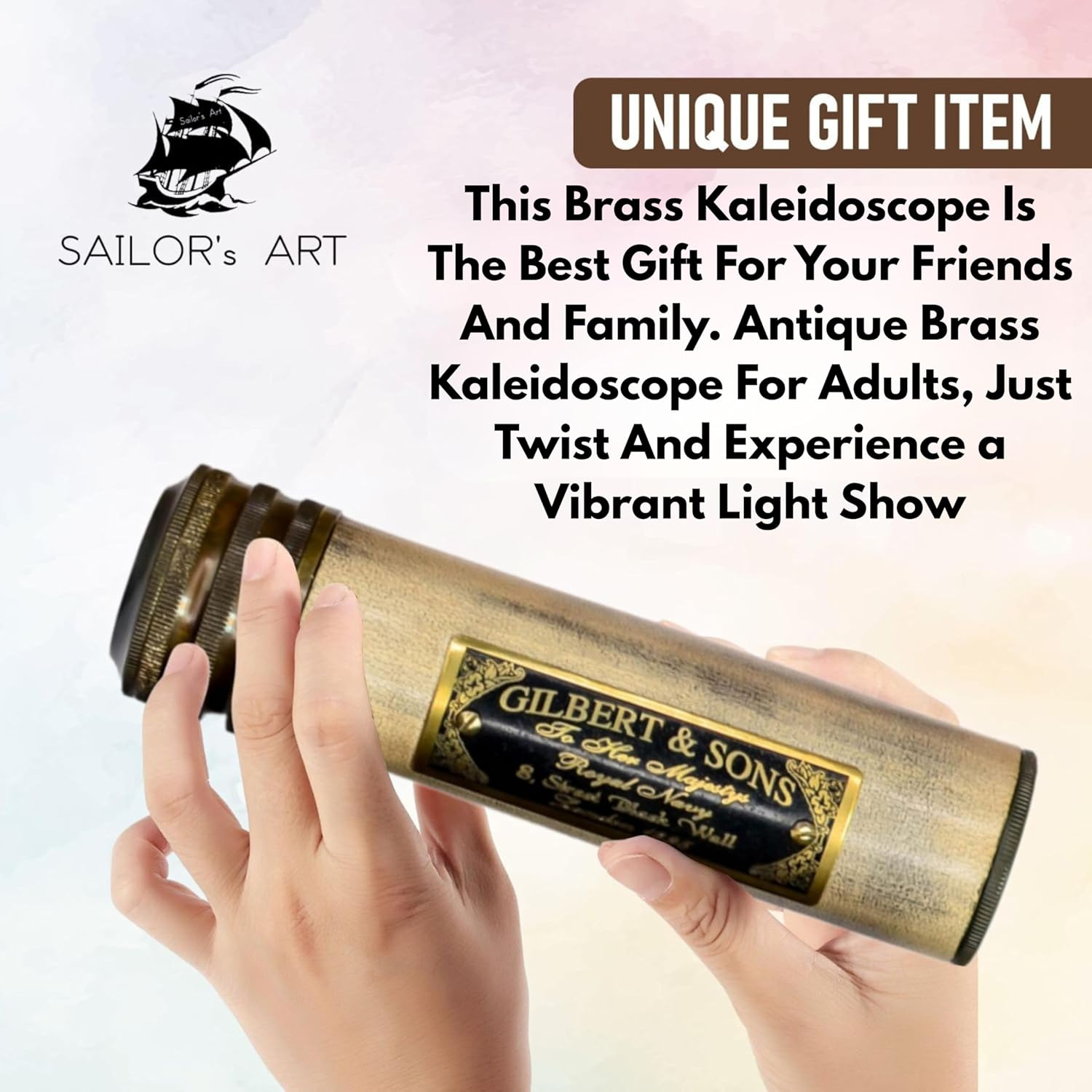 Solid Brass Kaleidoscope with Wooden Storage Box view 6