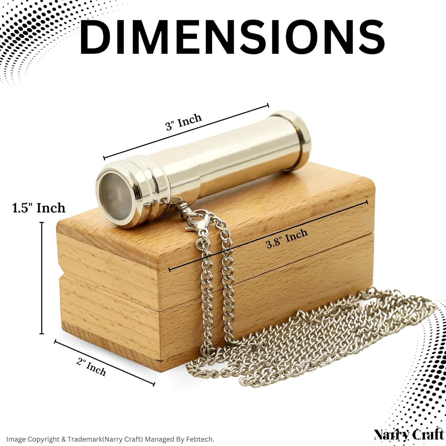 Brass Kaleidoscope with Optical Glass Lens and Wooden Box view 2