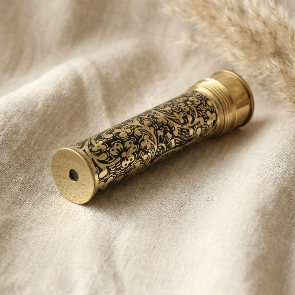 Etched Brass Kaleidoscope with Lampwork Glass Beads view 9