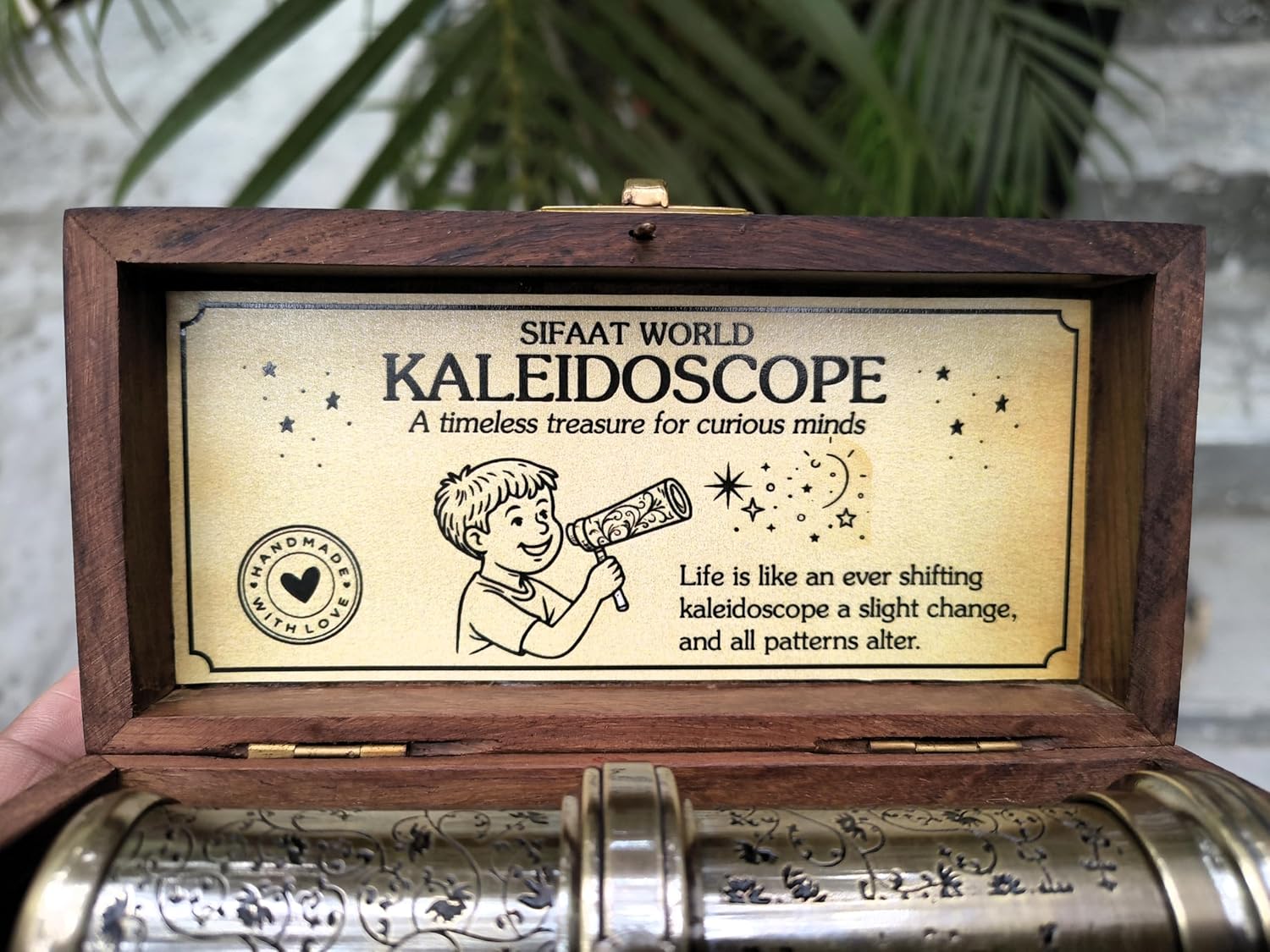 Brass Kaleidoscope Educational Collection with Wooden Box view 2