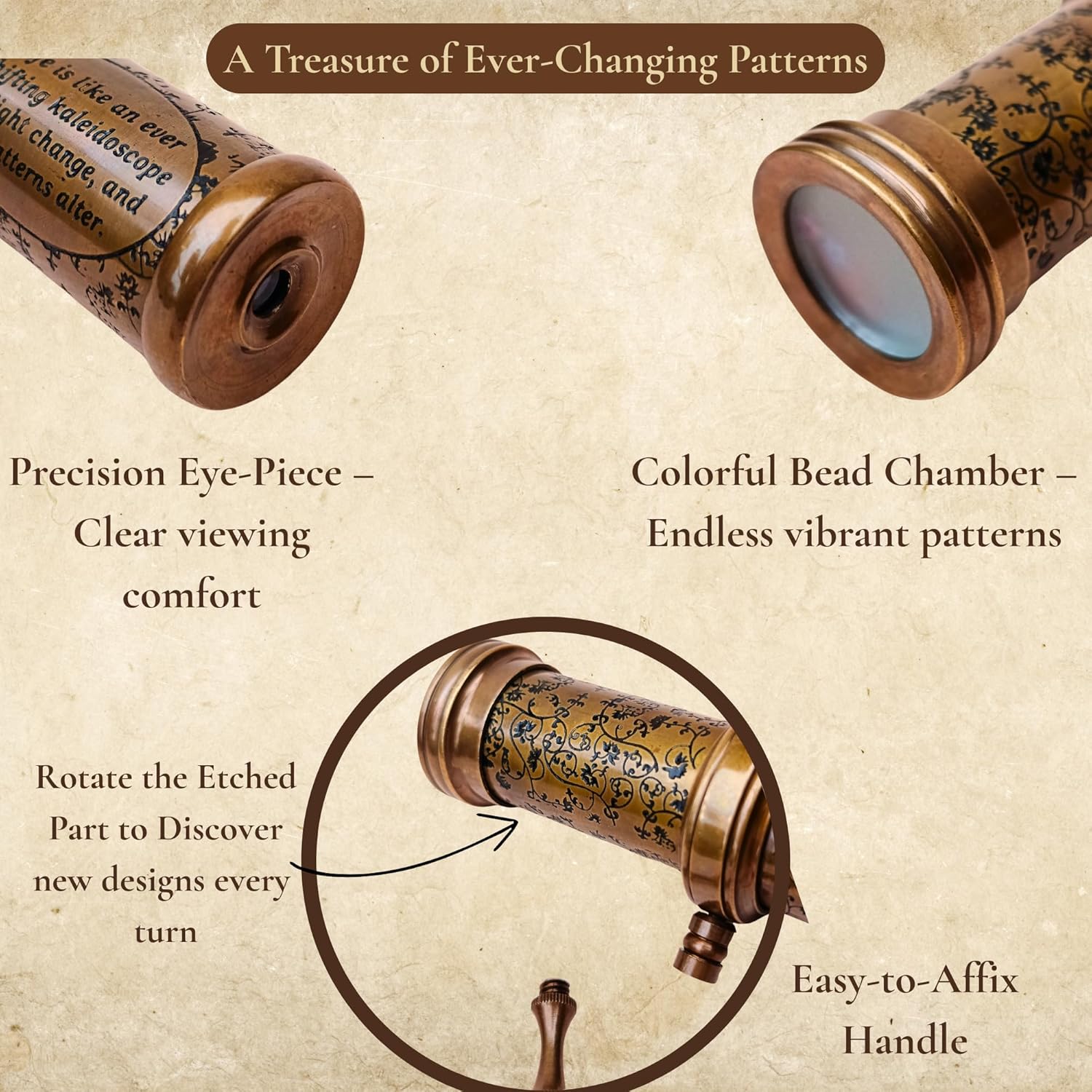 Brass Kaleidoscope Educational Collection with Wooden Box view 4