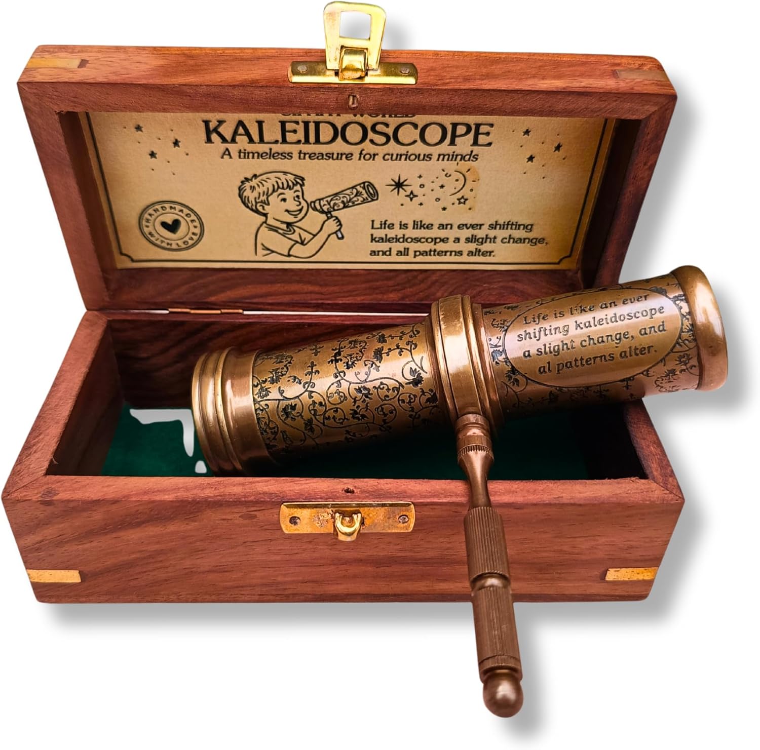 Brass Kaleidoscope Educational Collection with Wooden Box view 9