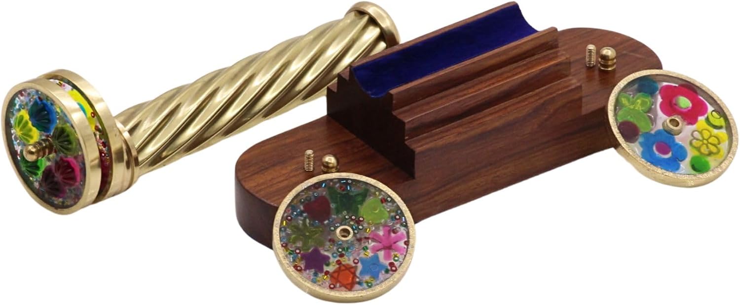 Spiral Brass Kaleidoscope with Three Rotating Wheels view 3