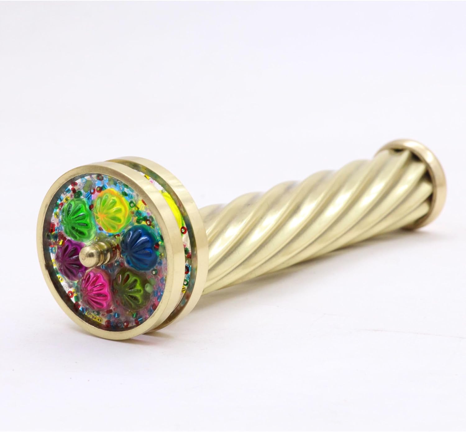 Spiral Brass Kaleidoscope with Three Rotating Wheels view 4