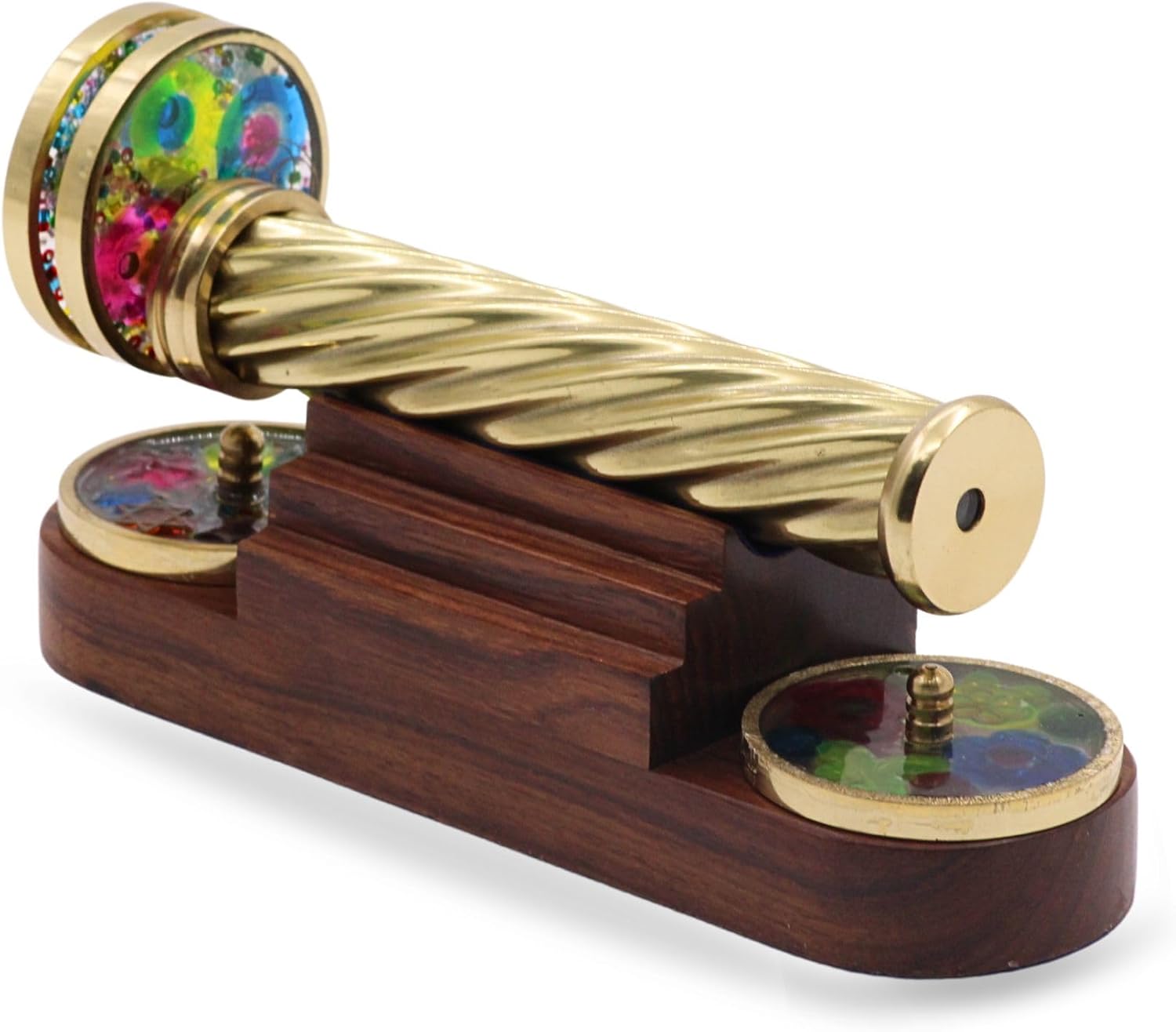 Spiral Brass Kaleidoscope with Three Rotating Wheels view 7