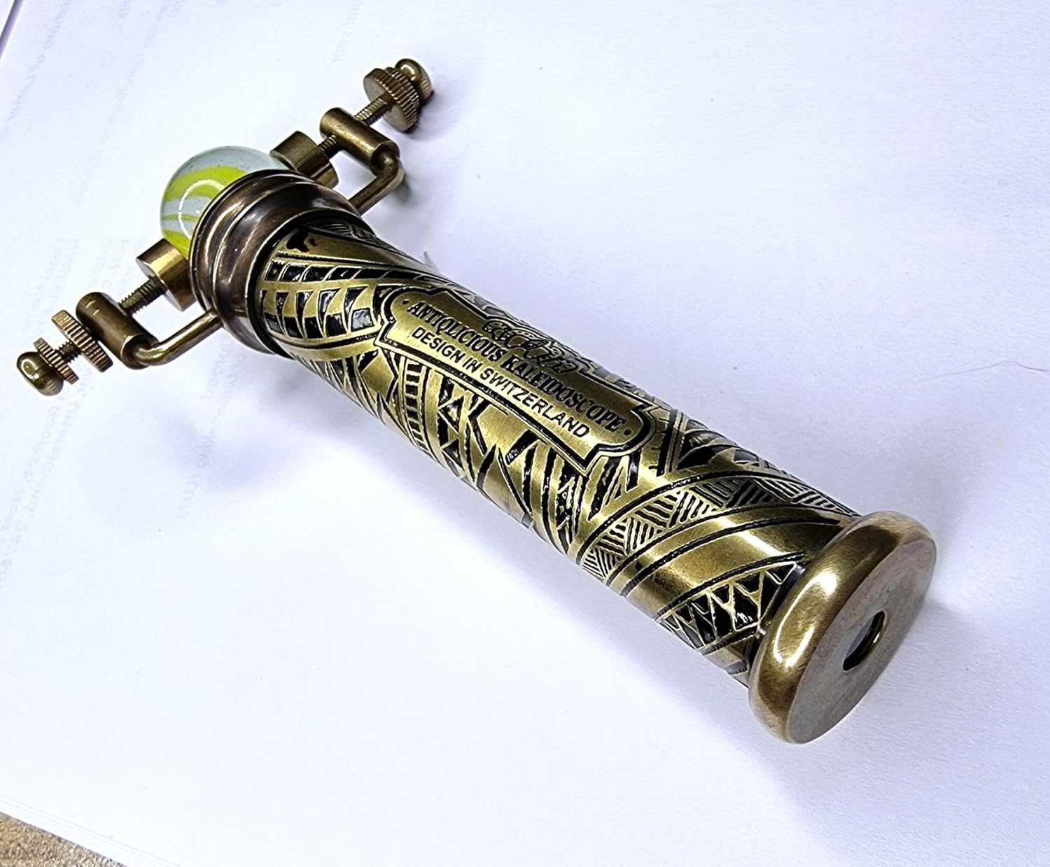 Brass Kaleidoscope with Twisting Glass Ball Eyepiece view 7