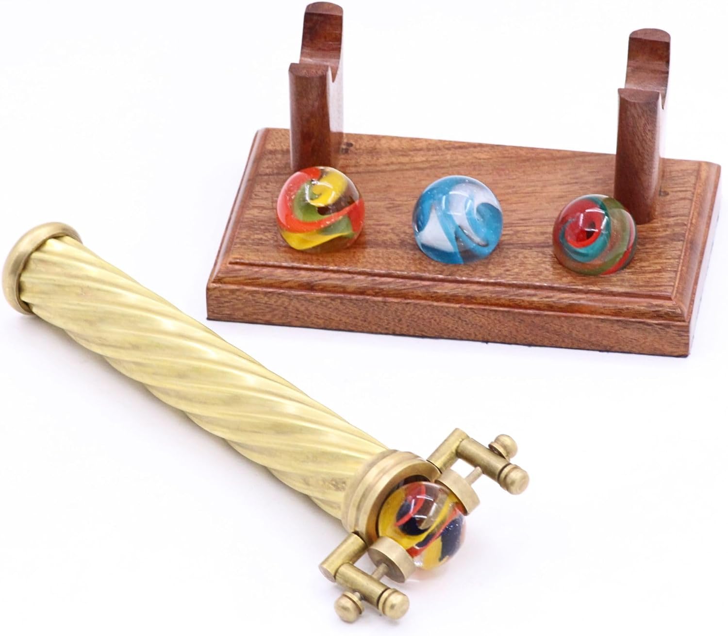 Spiral Brass Marblescope with Interchangeable Glass Marbles view 3