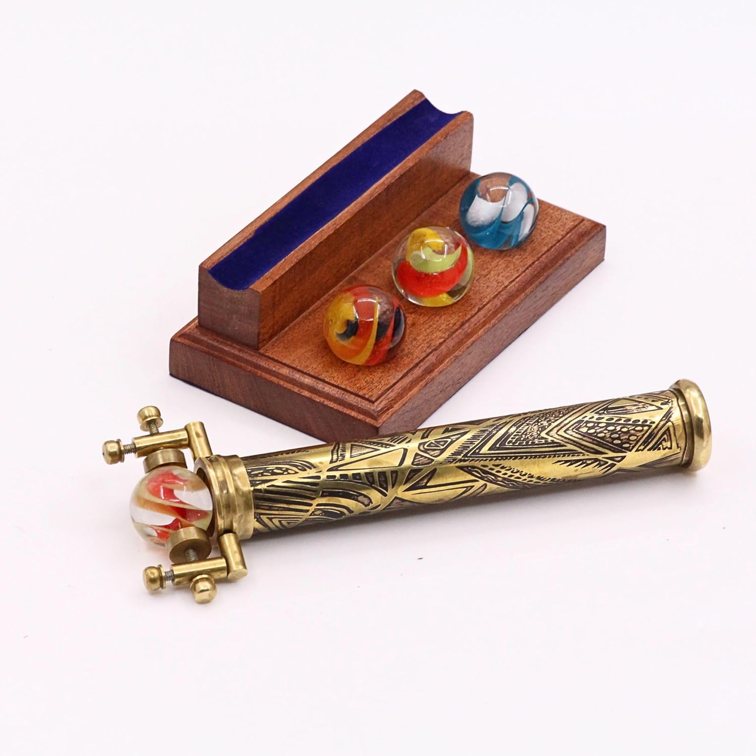 Etched Brass Marblescope with Interchangeable Marbles view 2