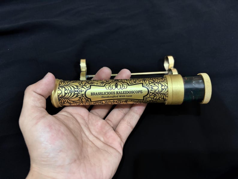 Vintage Brass Kaleidoscope with Display Stand view 2