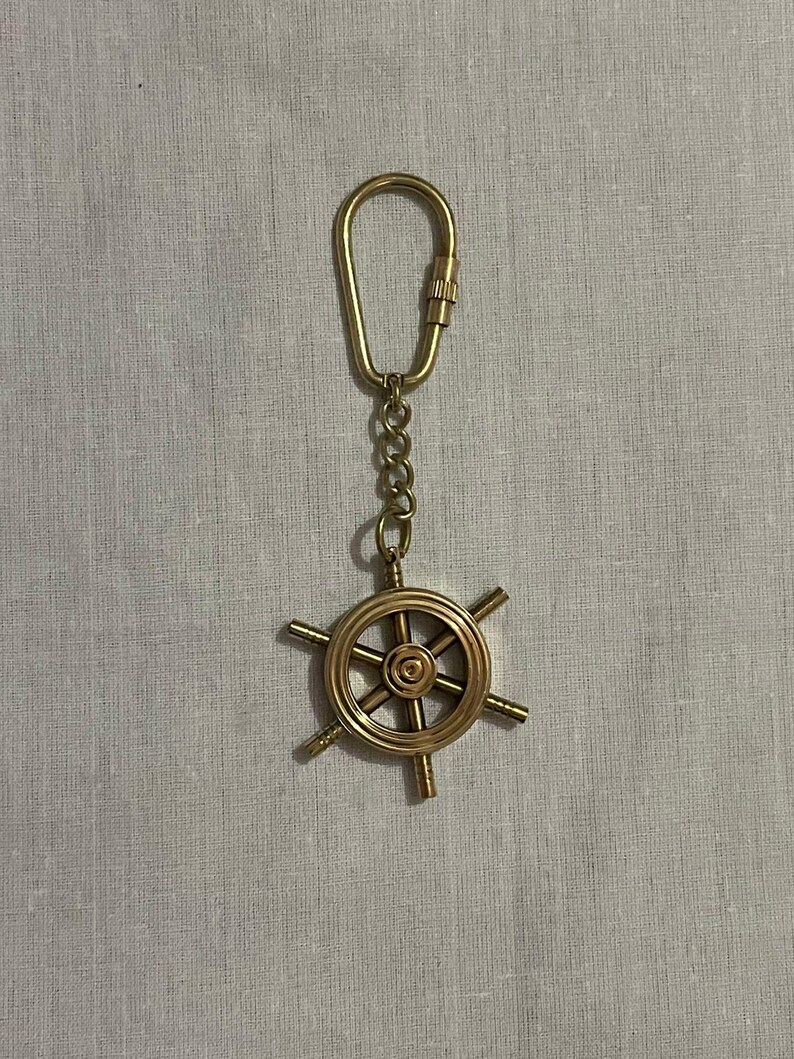 Brass Ship Wheel Keychain view 3