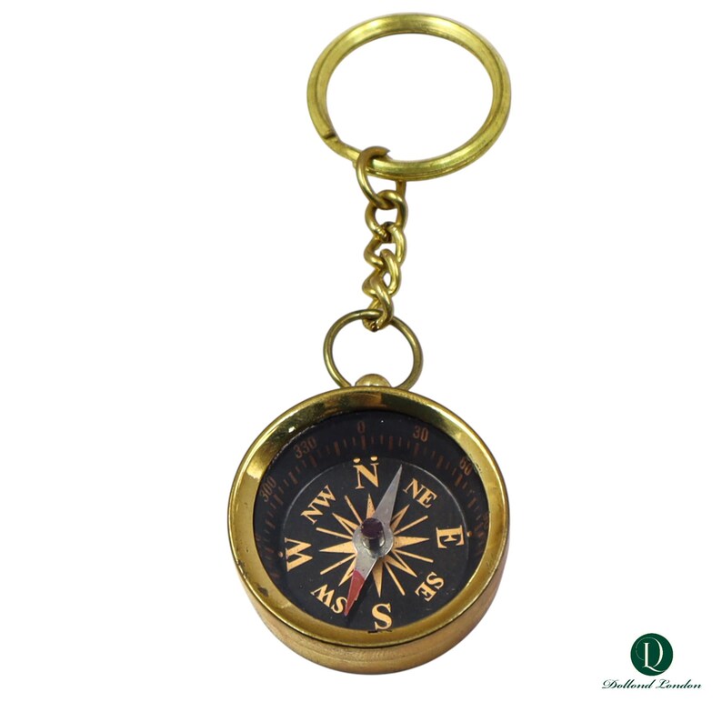 Brass Compass Keychain view 2