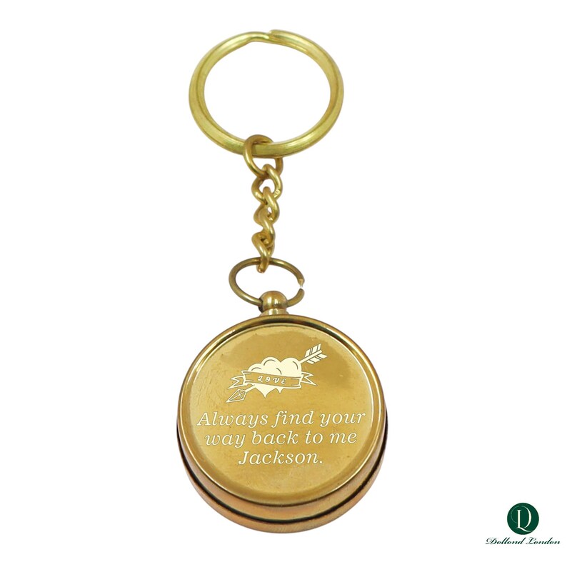 Brass Compass Keychain view 6