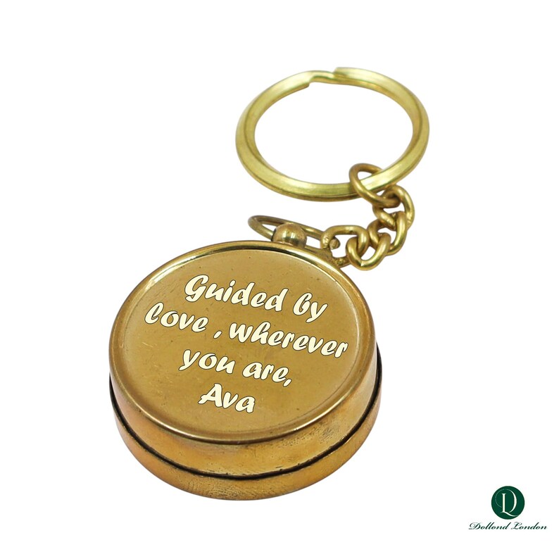 Brass Compass Keychain view 7